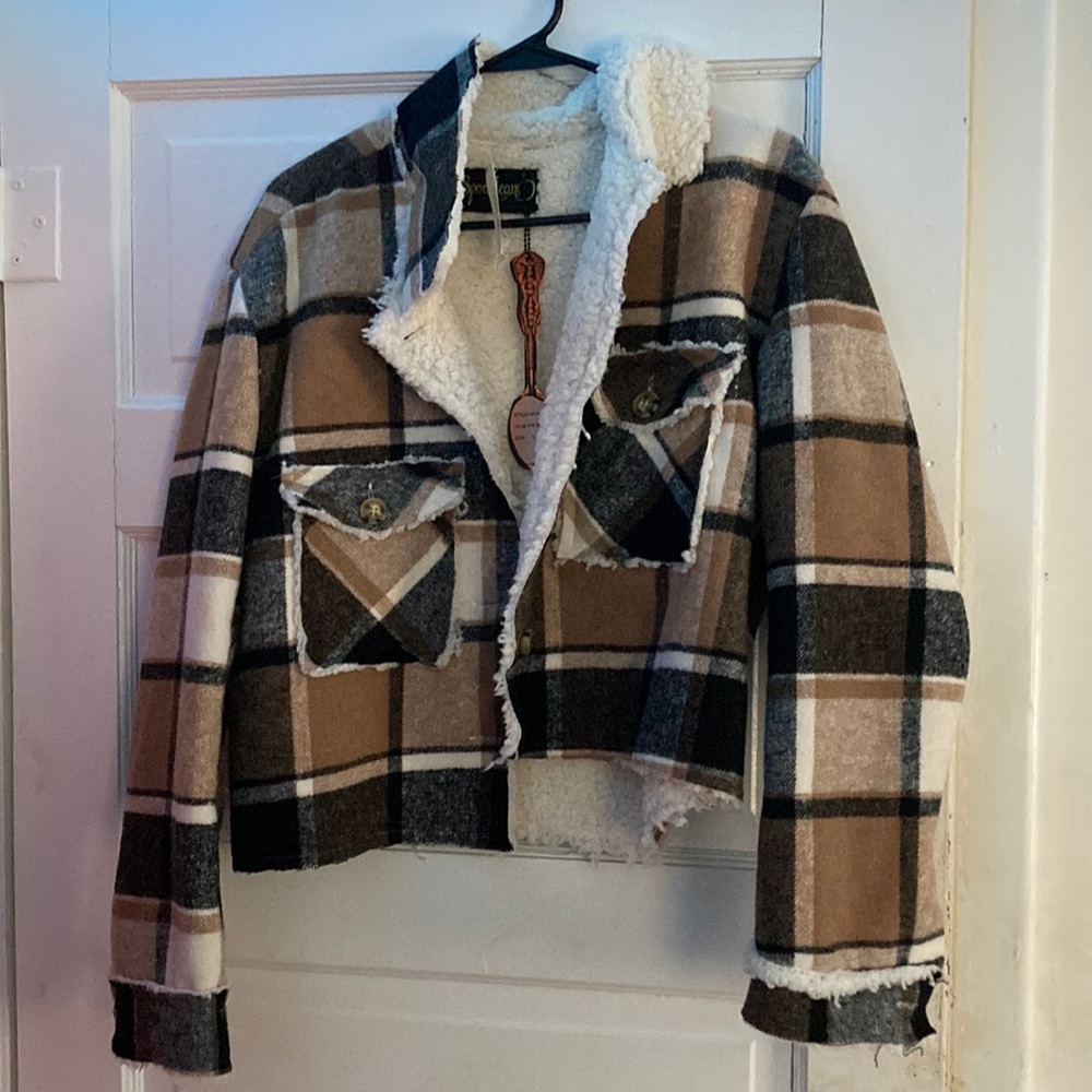 Cropped Flannel Jacket